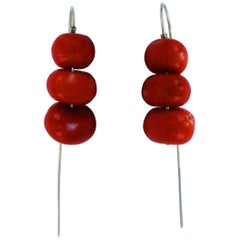 Modernist Angela Pintaldi Red Coral Earrings