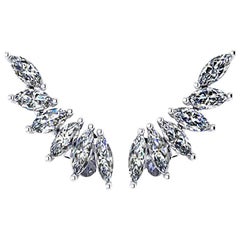 Boucles d'oreilles à oreilles en platine avec diamants taille marquise de 1,21 carat