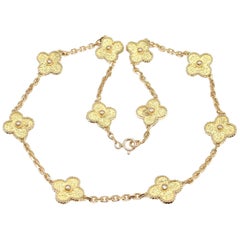 Van Cleef & Arpels Vintage Alhambra Ten Motif Gold Necklace 9