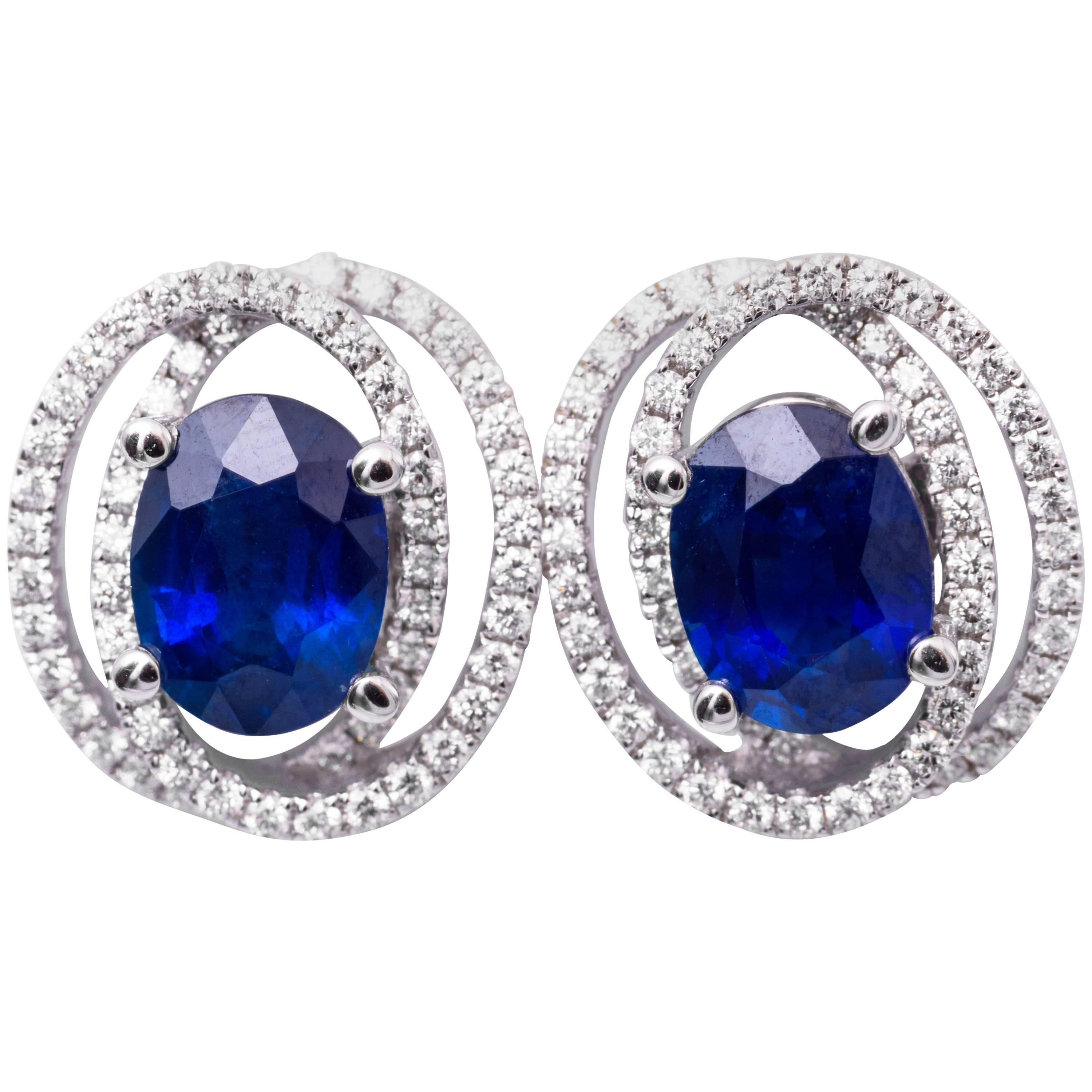 Diamond and Sapphire Studs Earrings