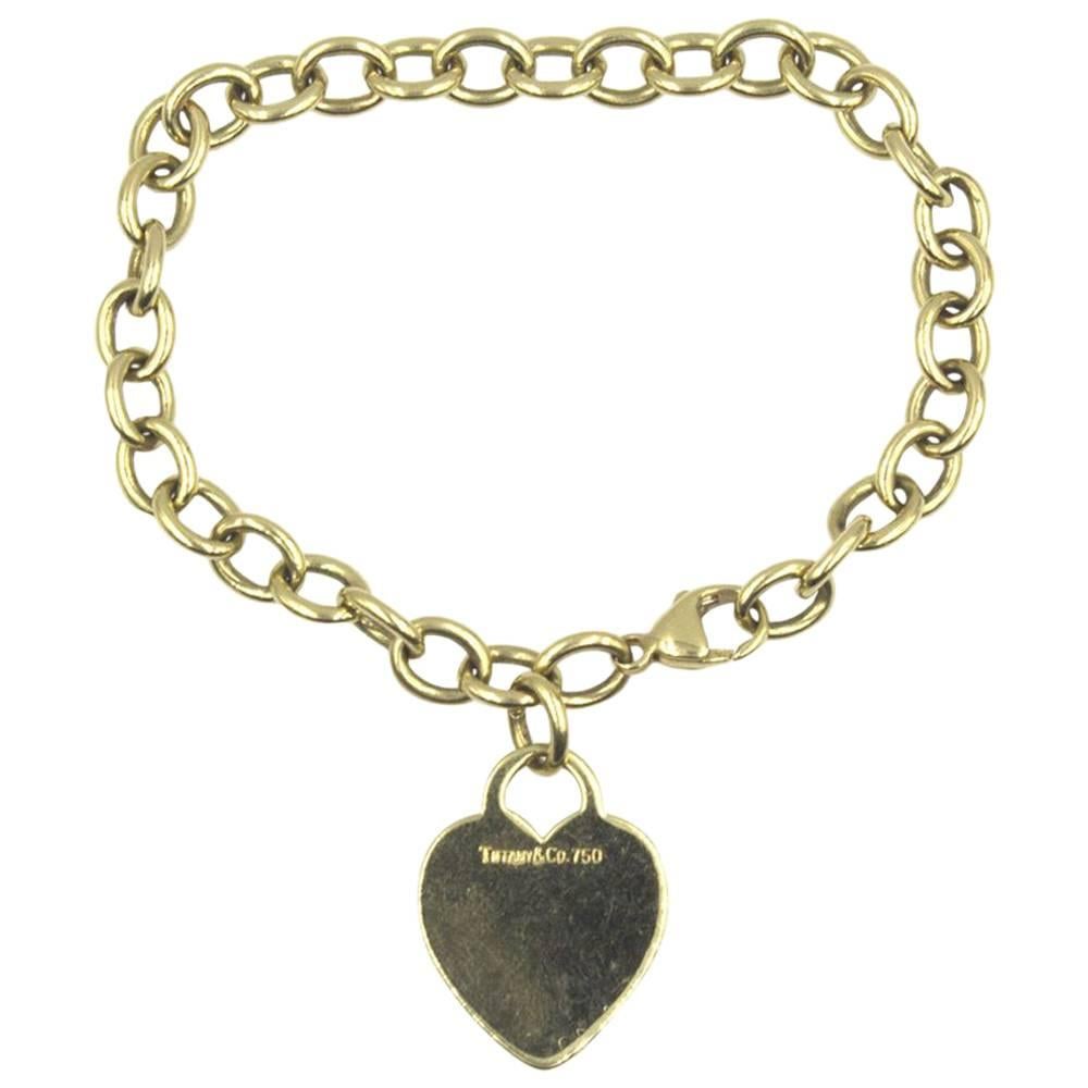 Tiffany & Co. 18 Karat Yellow Gold Heart Charm Bracelet