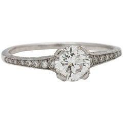 Diamond Engagement Ring Platinum 0.69 Carat Transitional Cut F-SI