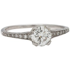 Diamond Engagement Ring Platinum 0.69 Carat Transitional Cut F-SI 8