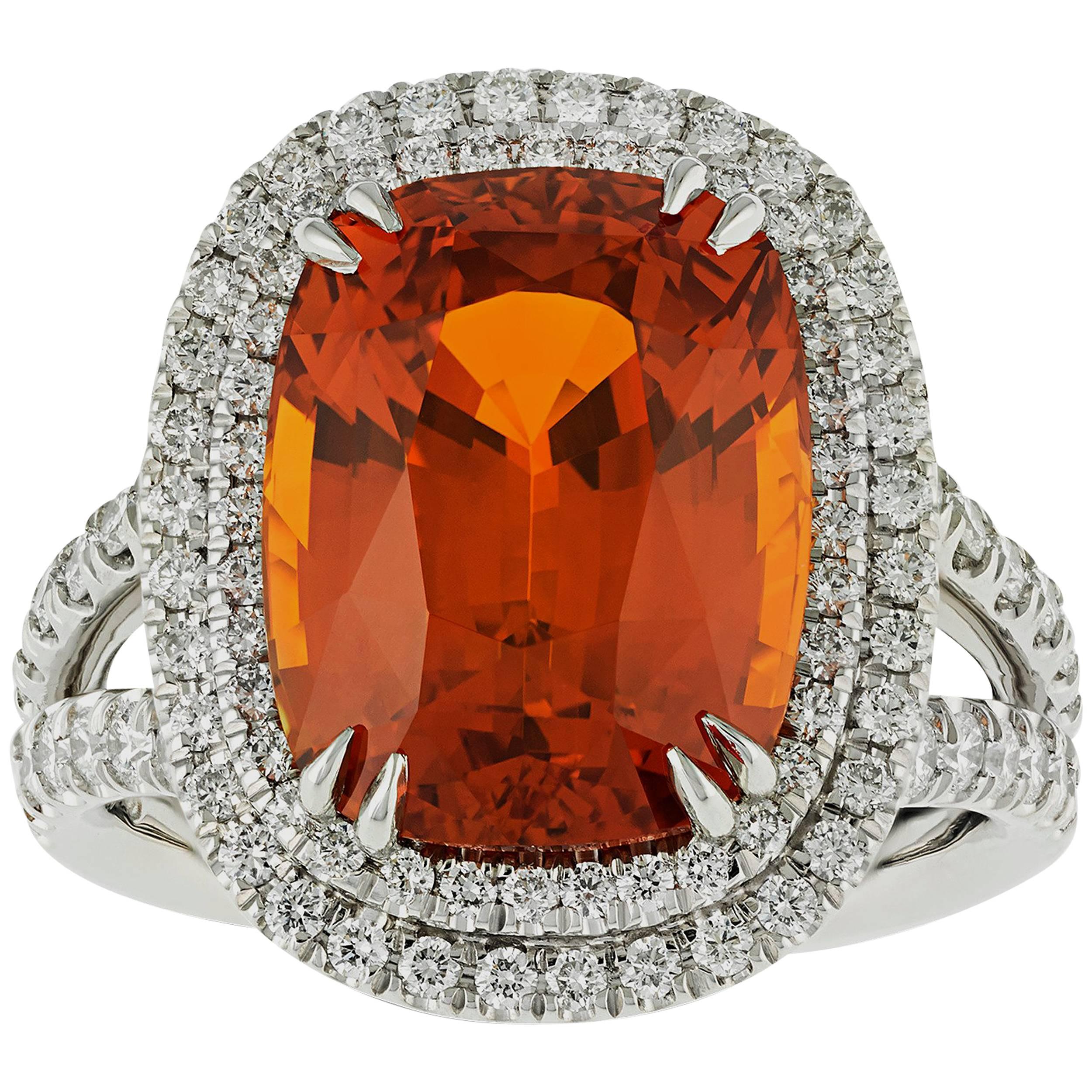 10.11 Carat Orange Sapphire Ring