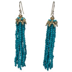 Marina J Turquoise Tassel Earrings