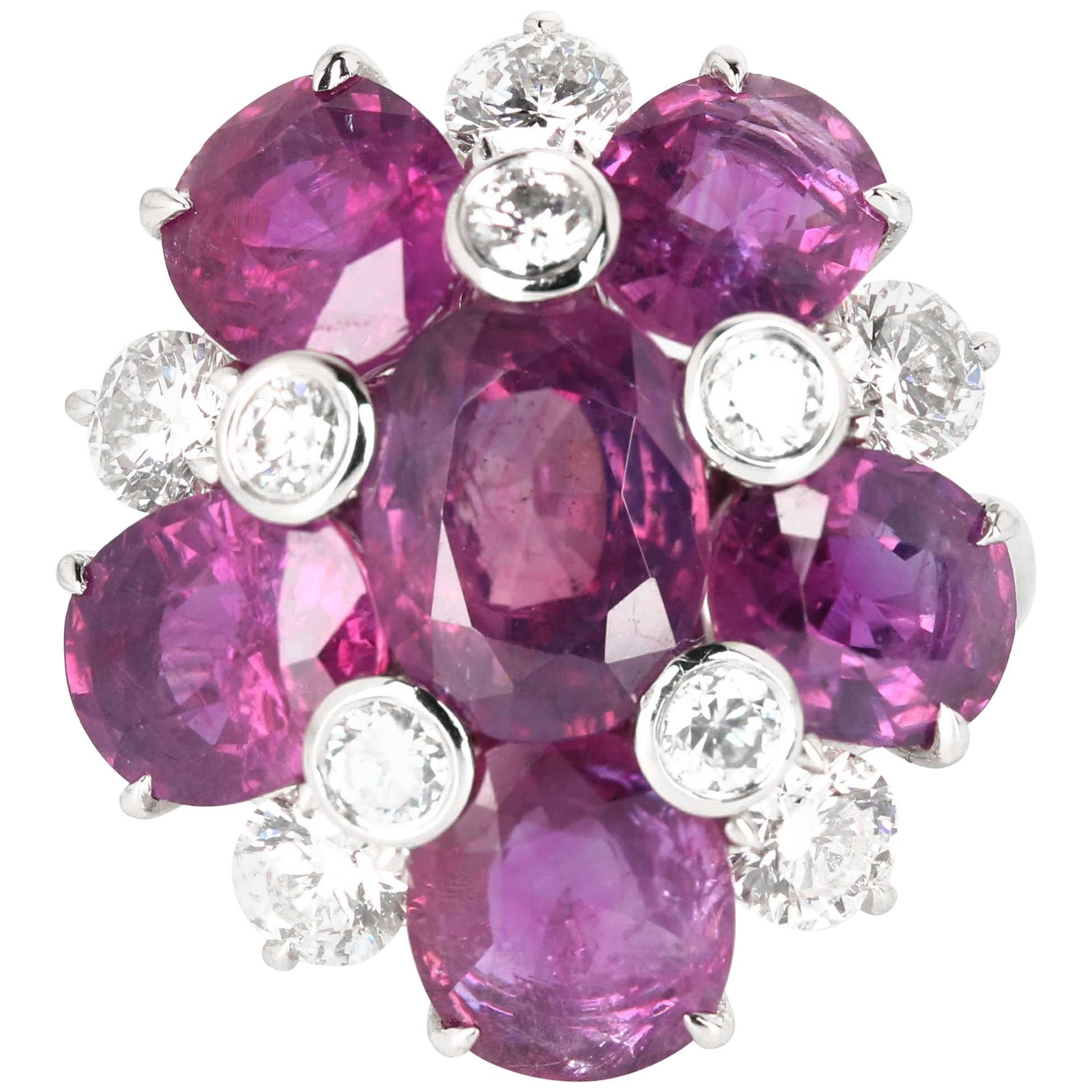 Kashmir Purple Sapphire and Diamond Ring For Sale