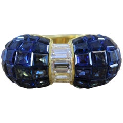 Blue Sapphire Diamond Gold Ring