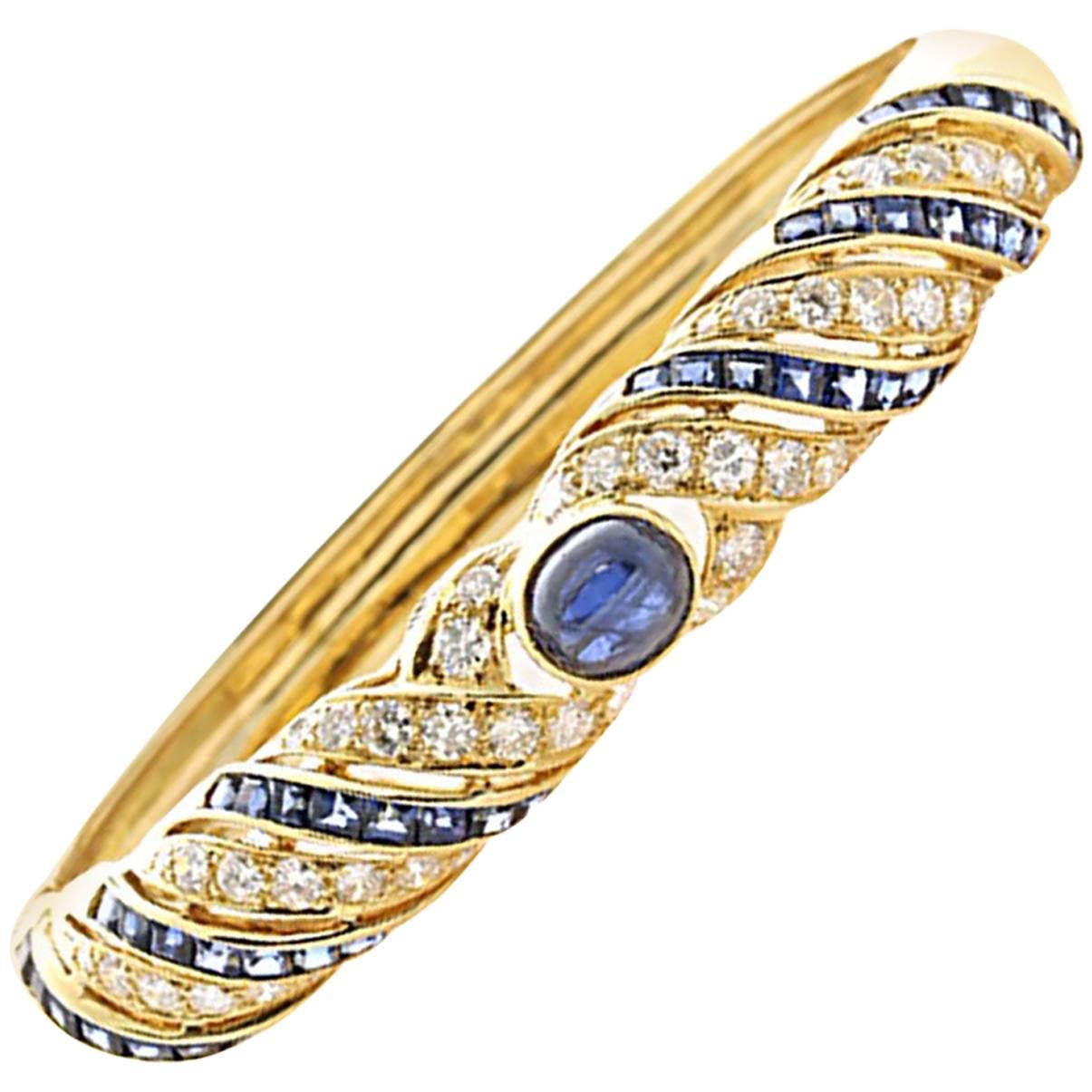 Diamond Sapphire Gold Lilly Bracelet