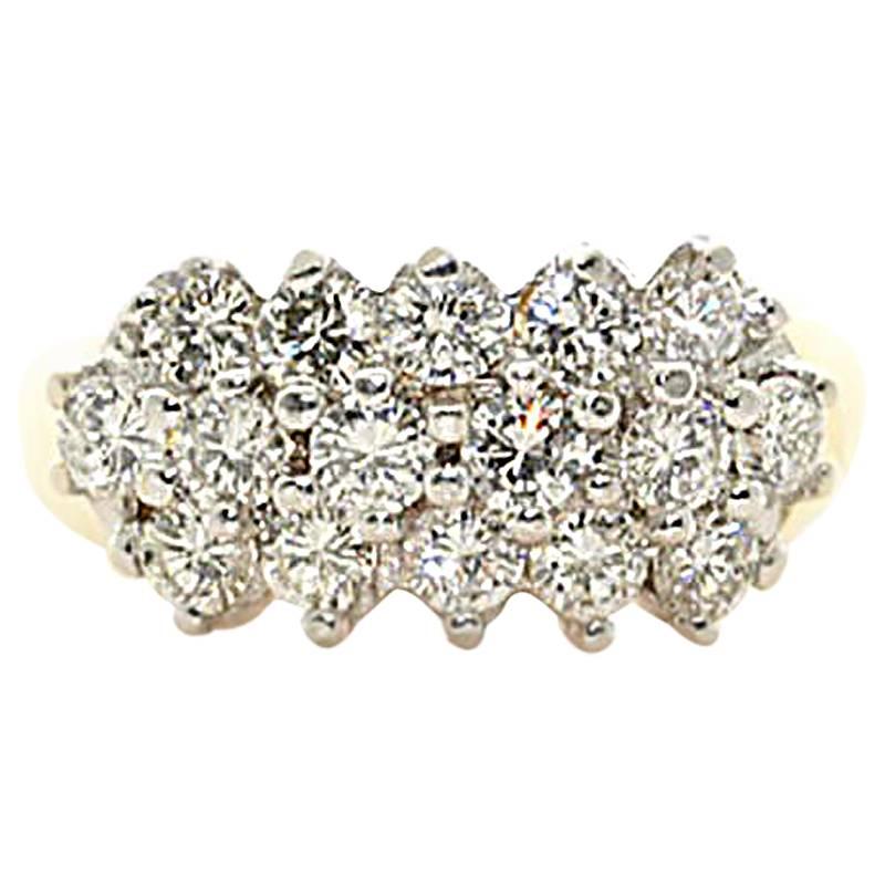 Round Brilliant Diamond Cluster Ring. Over 1.50 carats of diamonds!