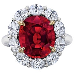 6.82 Carat Red Spinel Diamond Cluster Ring 8