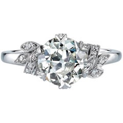 Old European Cut Diamond Platinum Engagement Ring