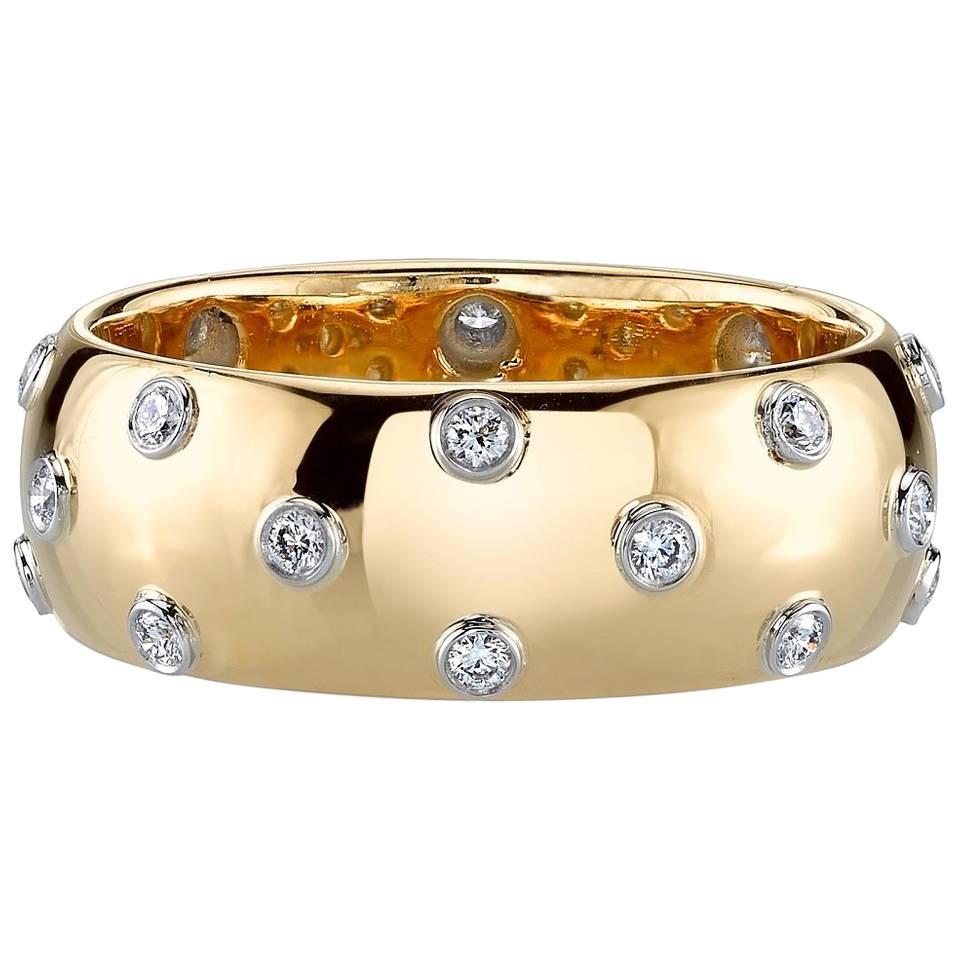 Yellow Gold and Platinum Diamond Band