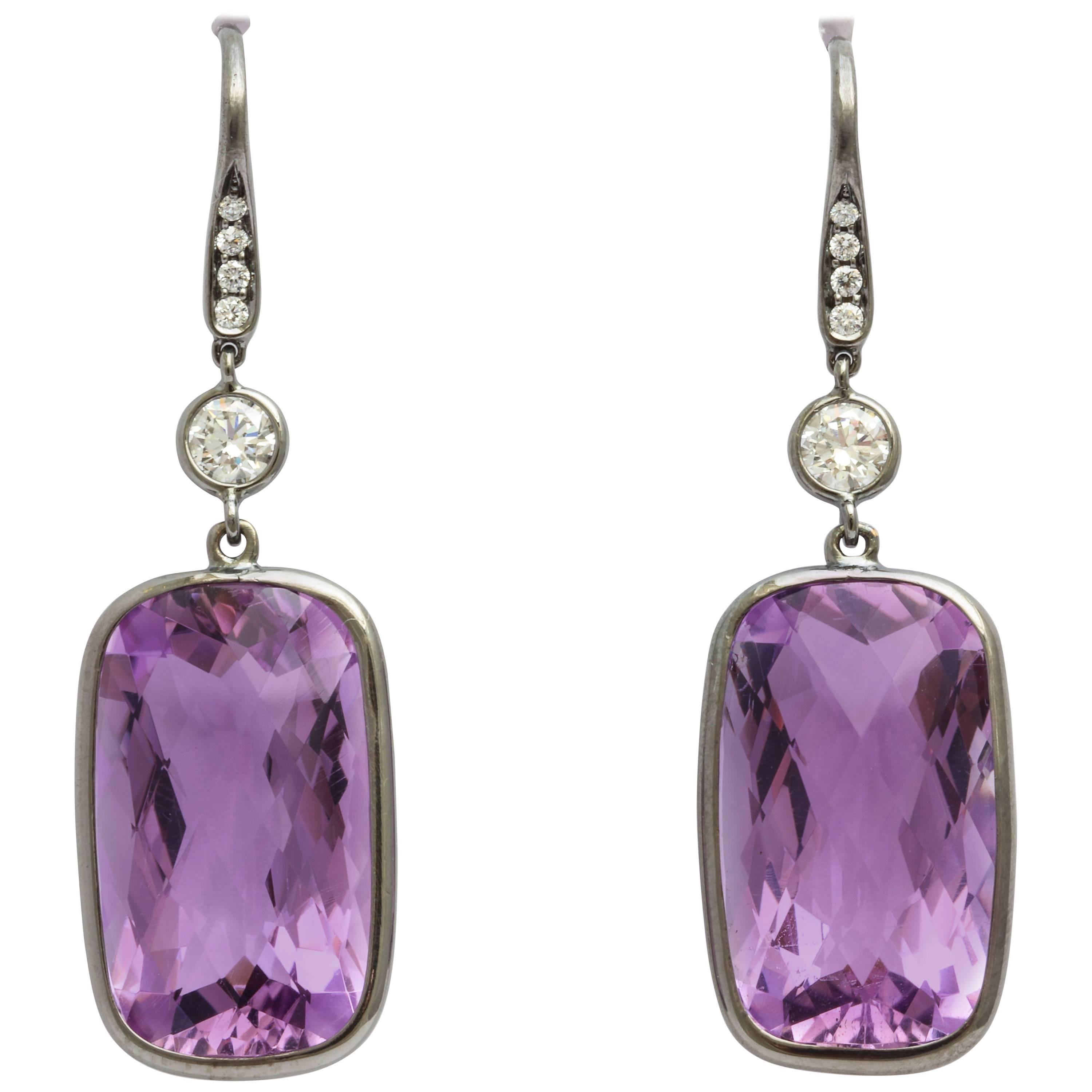 Donna Vock Amethyst and Diamond Hanging Earrings