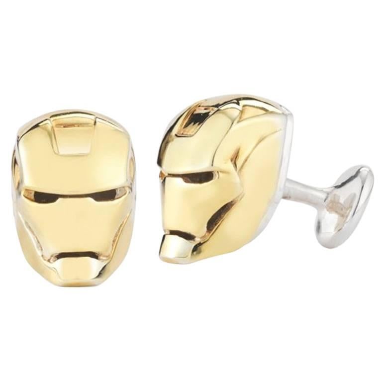 Marisa Perry Superhero Cufflinks in Sterling Silver and Gold Plating For Sale