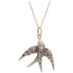 Antique Victorian Diamond Swallow Pendant