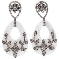 Pave Diamond and Mother-of-Pearl Dangling Earrings Pave Diamond and Mother-of-Pearl Dangling Earrings