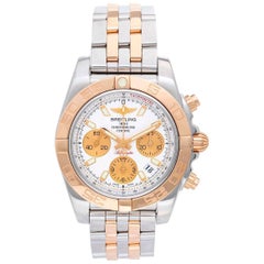 Retro Breitling Rose Gold Stainless Steel Chronomat Automatic Chronograph Wristwatch