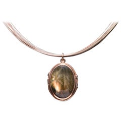 Rose Gold and Labradorite Necklace Locket Pendant
