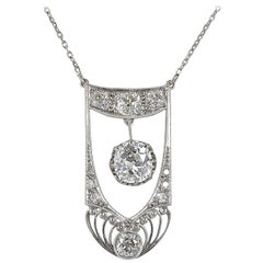 Edwardian French 2.80 Carat Diamond Platinum Necklace