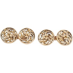 Vintage Wiese [Jules] of Paris Gold Openwork Holly Leaf Cufflinks, 18ct  1855-80 made