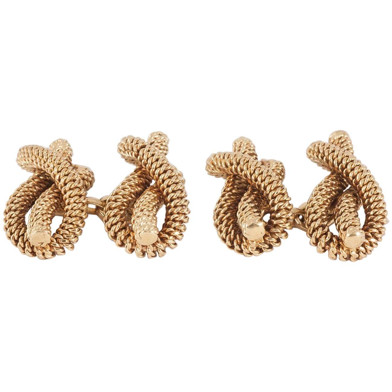 1950s Tiffany & Co. 18 Karat Gold Knot Cufflinks