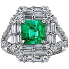 4.00 Carat Gem Perfection Colombian Emerald Diamond Platinum Ring