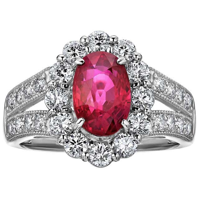 Emilio Jewelry Pigeons Blood Burmese Ruby Diamond Platinum Ring For ...