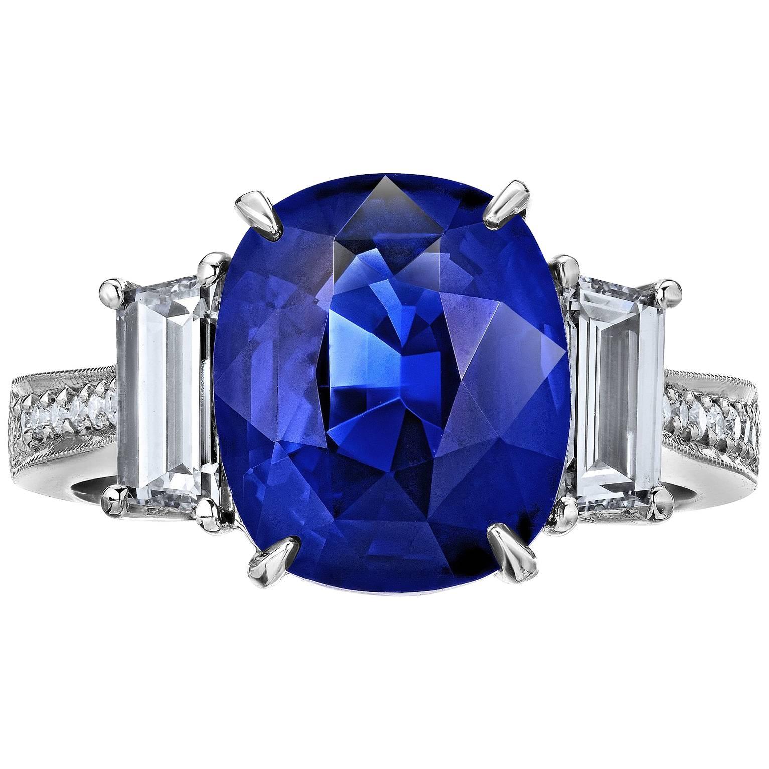 4.50 Carat Royal Blue Sapphire Diamond Ring
