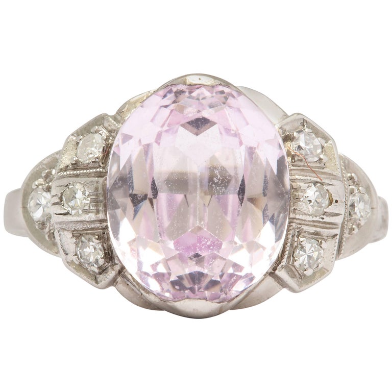 Pastel Pink Sapphire and Diamond Ring at 1stDibs