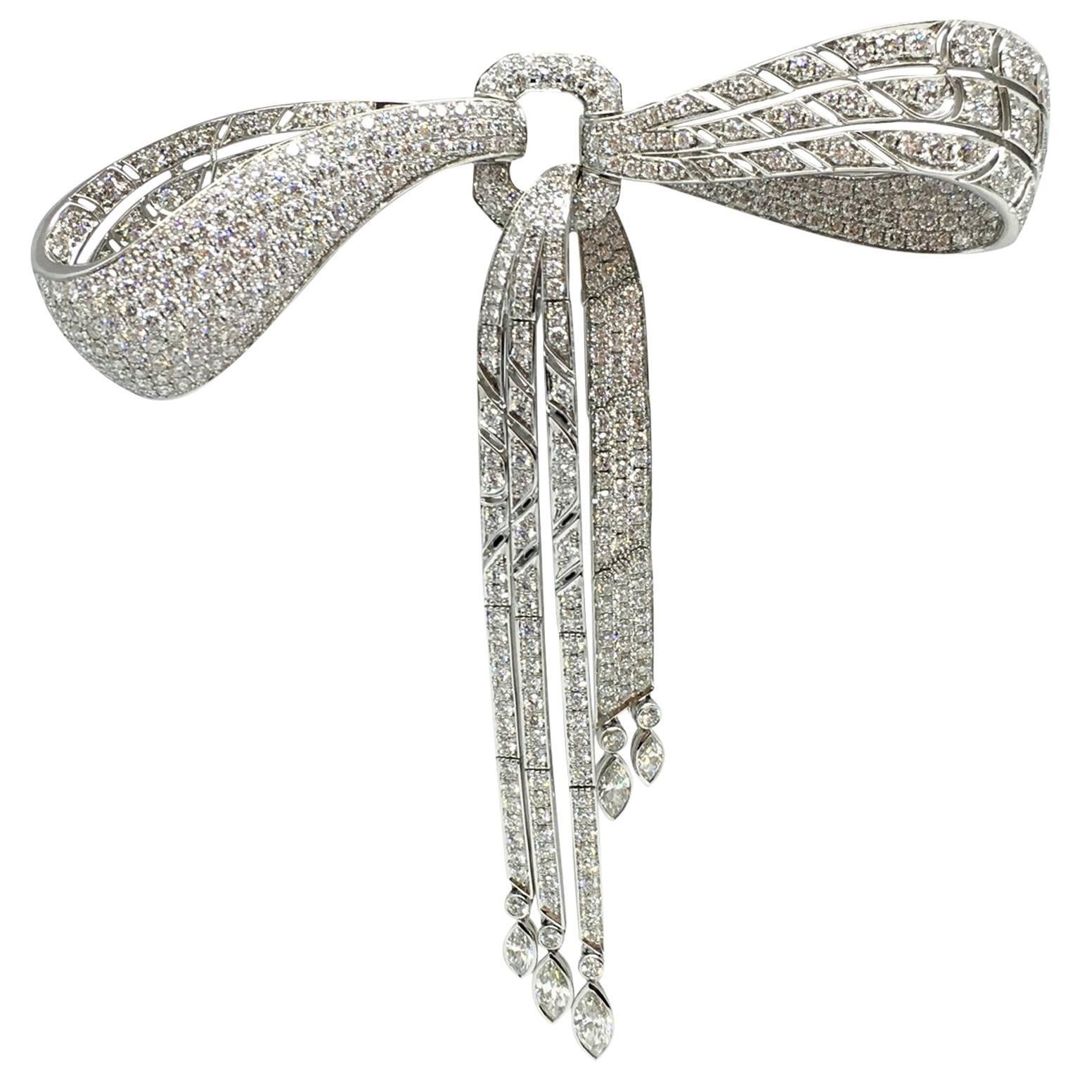 Art Deco Diamond Ribbon Brooch