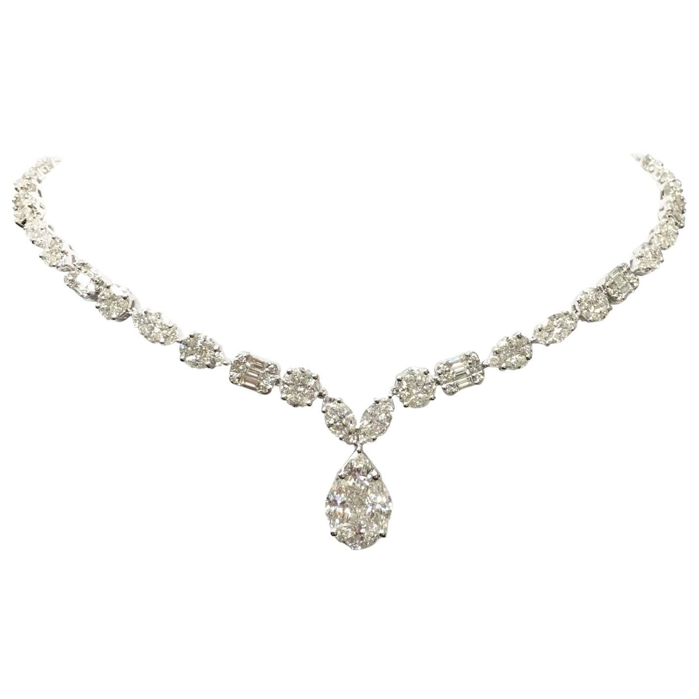 Mixed-Shape Illusion Diamond Tennis Necklace