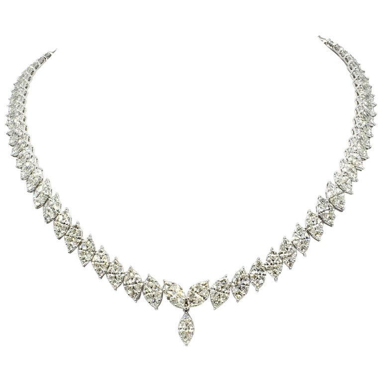 Diamond Illusion Tennis Necklace For Sale at 1stDibs