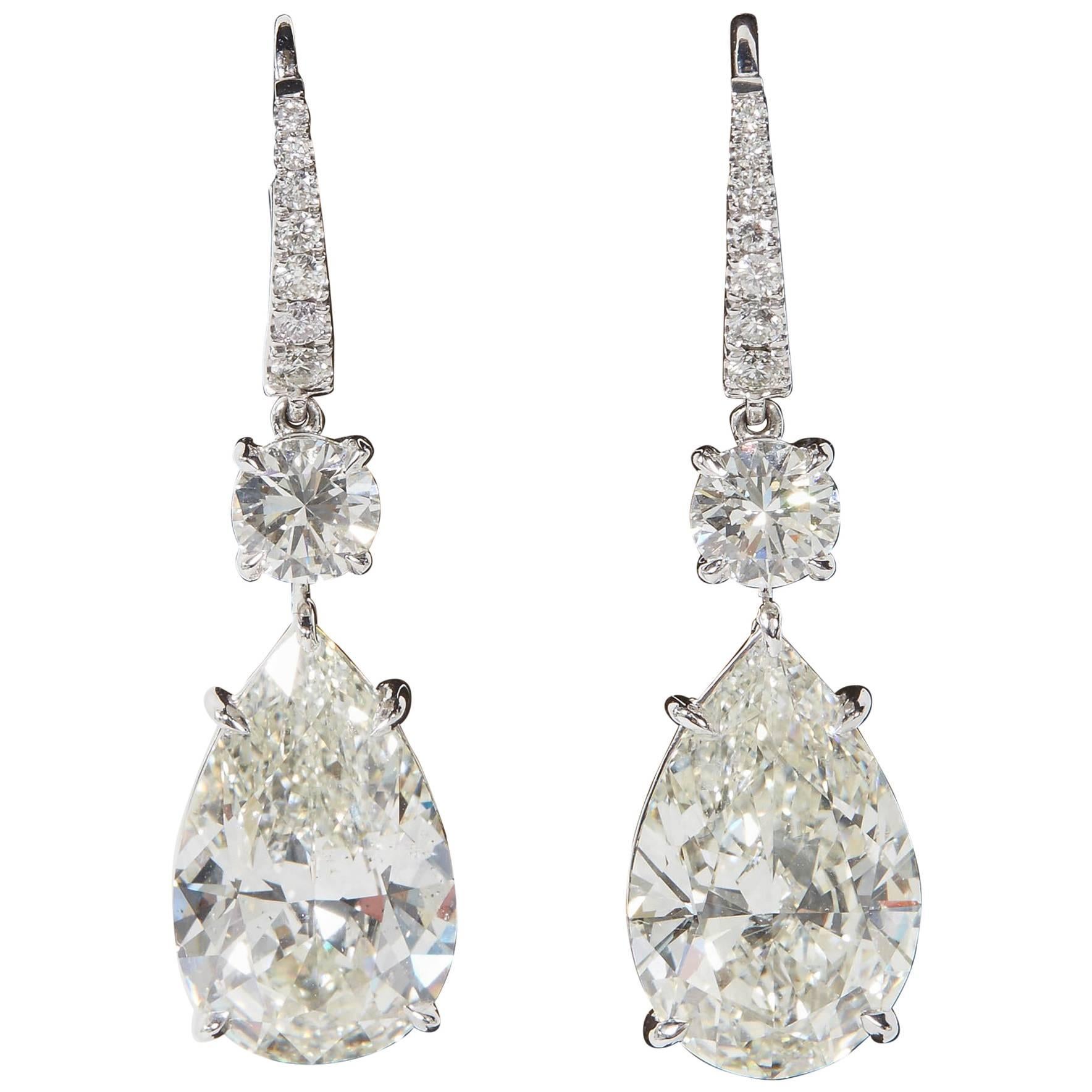 GIA Certified Pear Shape Diamond Drop Earrings