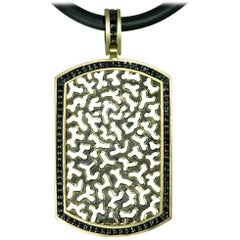 Diamond Gold Tag Pendant Necklace on Cord One of a Kind