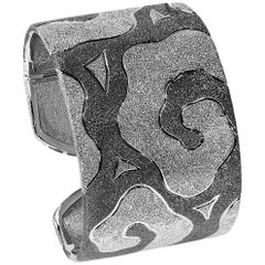 Alex Soldier Silver Platinum Textured Hinged Cuff Bracelet Handmade in NYC 6