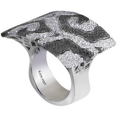 Alex Soldier Silver Platinum Textured Volna Ring Handmade in NYC 12