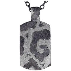 Alex Soldier Sterling Silver Platinum Textured Tag Pendant Necklace on Chain