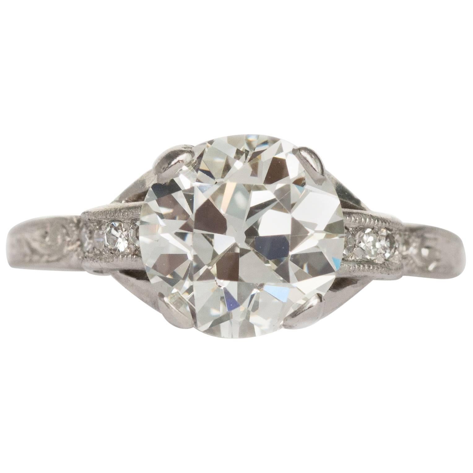 1910 Edwardian Platinum GIA Certified 2.35 Carat Diamond Engagement Ring