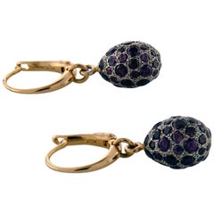 Yellow and White 18 Karat Gold with Amethyst Earrings by Pomellato