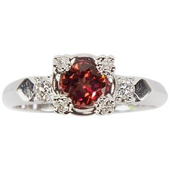 Turmalina rosa y diamante Anillo de compromiso de platino Estate Fine Jewelry