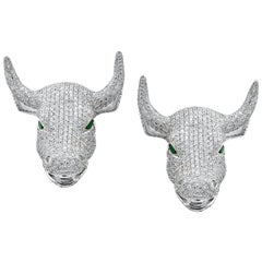 Jacob & Co. Bull Face Emerald Diamonds Cufflinks