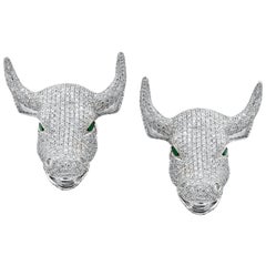 Jacob & Co. Bull Face Emerald Diamonds Cufflinks 7