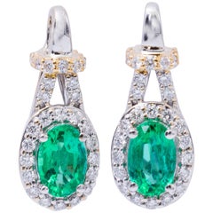 Emerald Two-Tone Drop Earrings