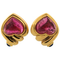 Bulgari Ruby Sapphire Yellow Gold Heart Earrings 2