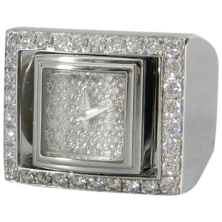 Piaget Limelight White Gold and Diamond Reversable Watch Ring