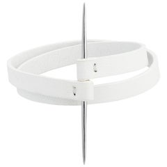 JvdF White Leather and Sterling Silver Toothpick Napkin Holder