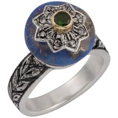 Lapis Lazuli, Diamond and Chrome Diopside Star Ring 8
