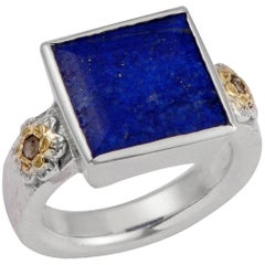 Ava Lapis Lazuli Diamond Gold Silver Ring 11