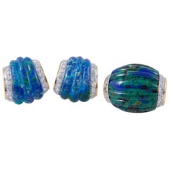 David Webb Azurite Diamond, Gold and Platinum Set