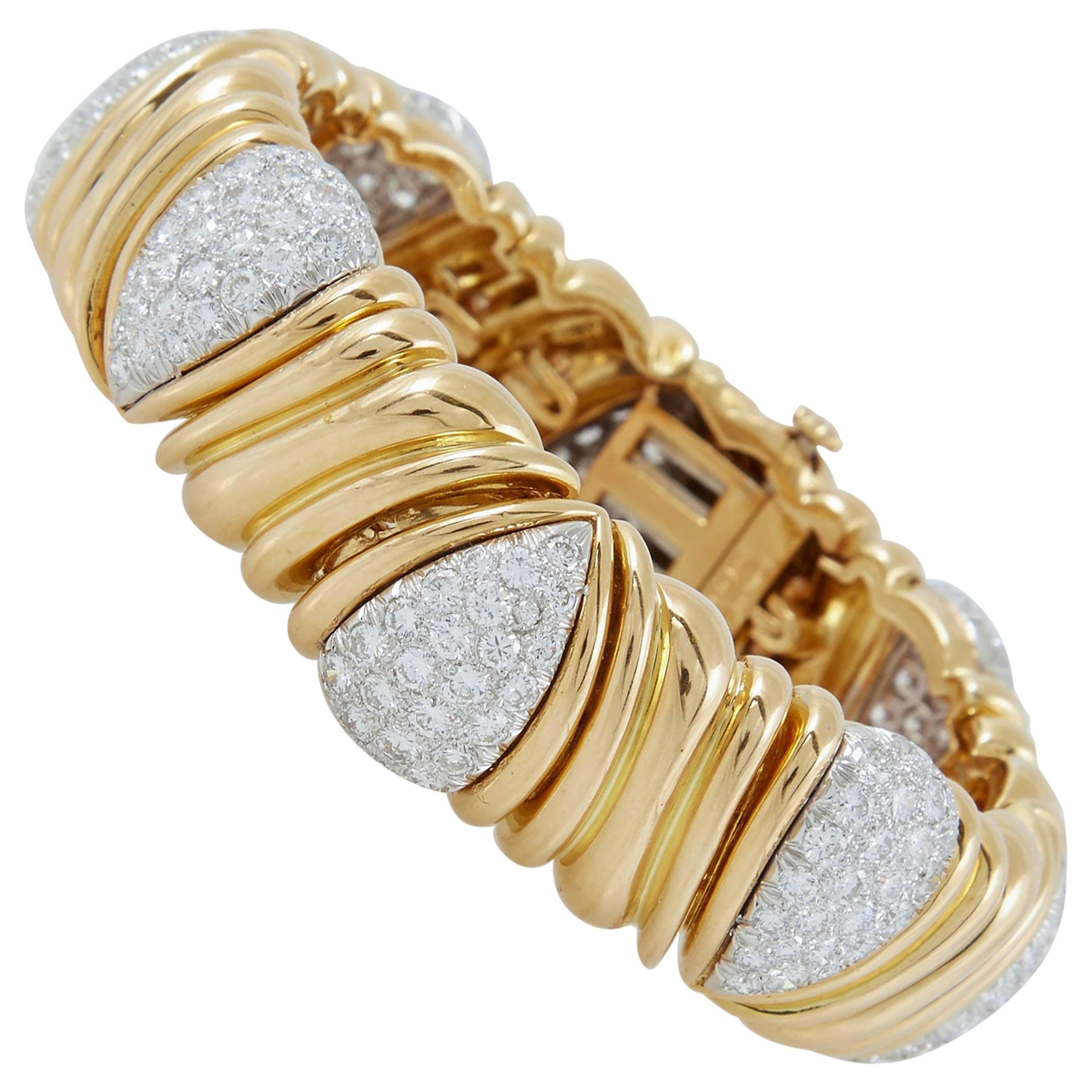 David Webb Gold Diamond Bracelet For Sale